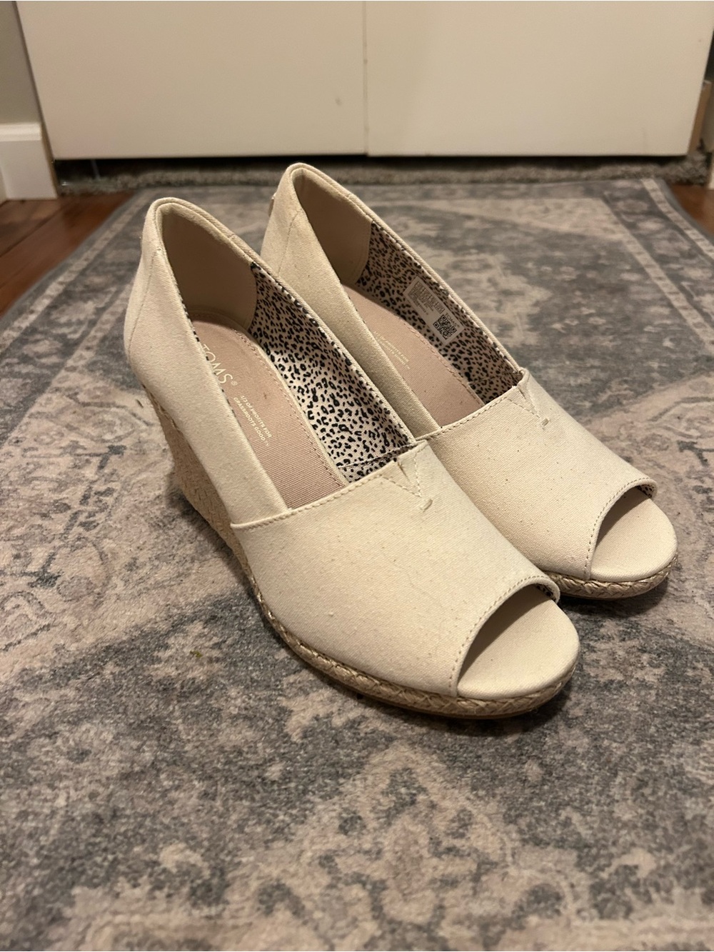 Toms Cream Open-Toe Espadrille Wedge Heels